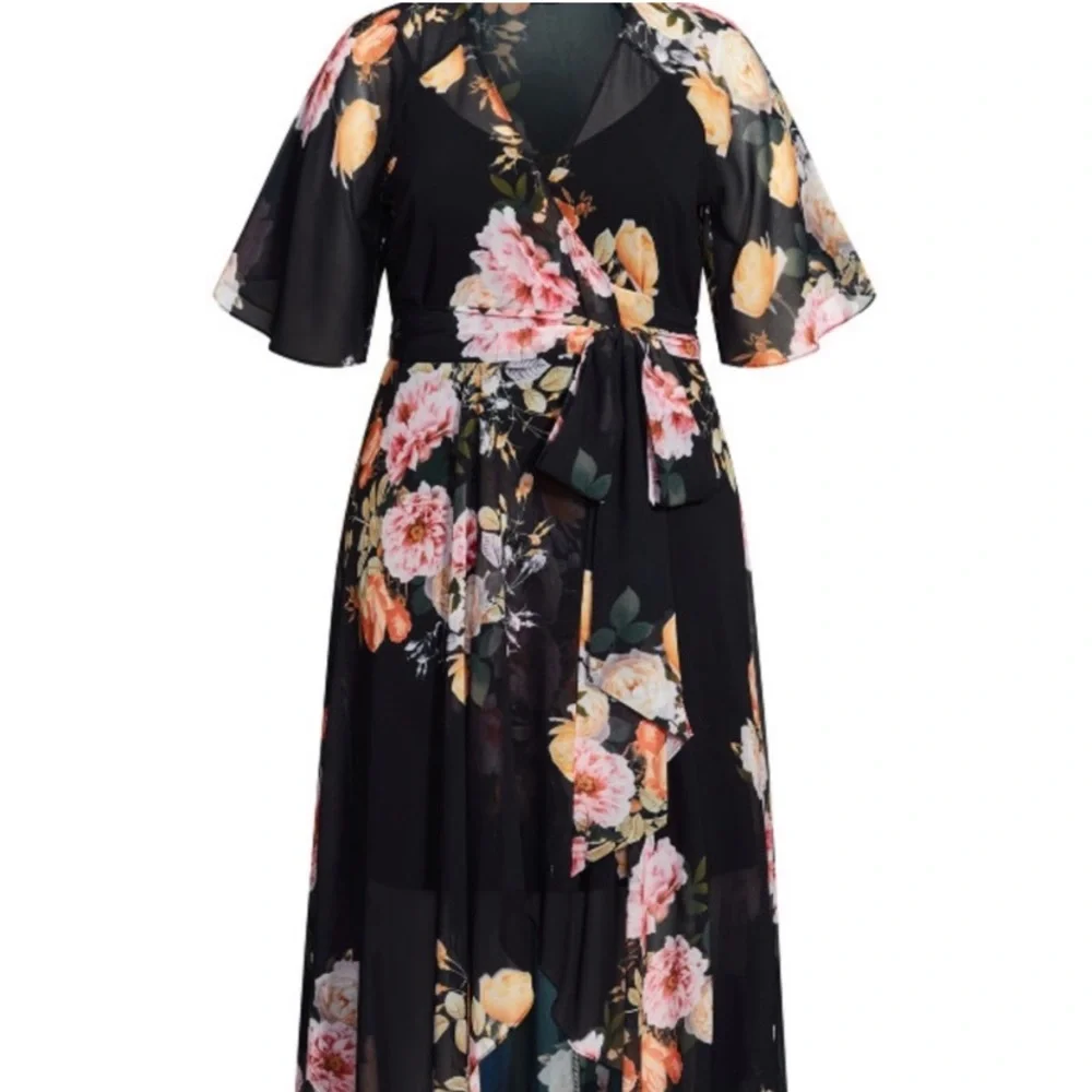 Gorgeous City Chic Tuscan Rose True Wrap dress - Picture 7 of 8